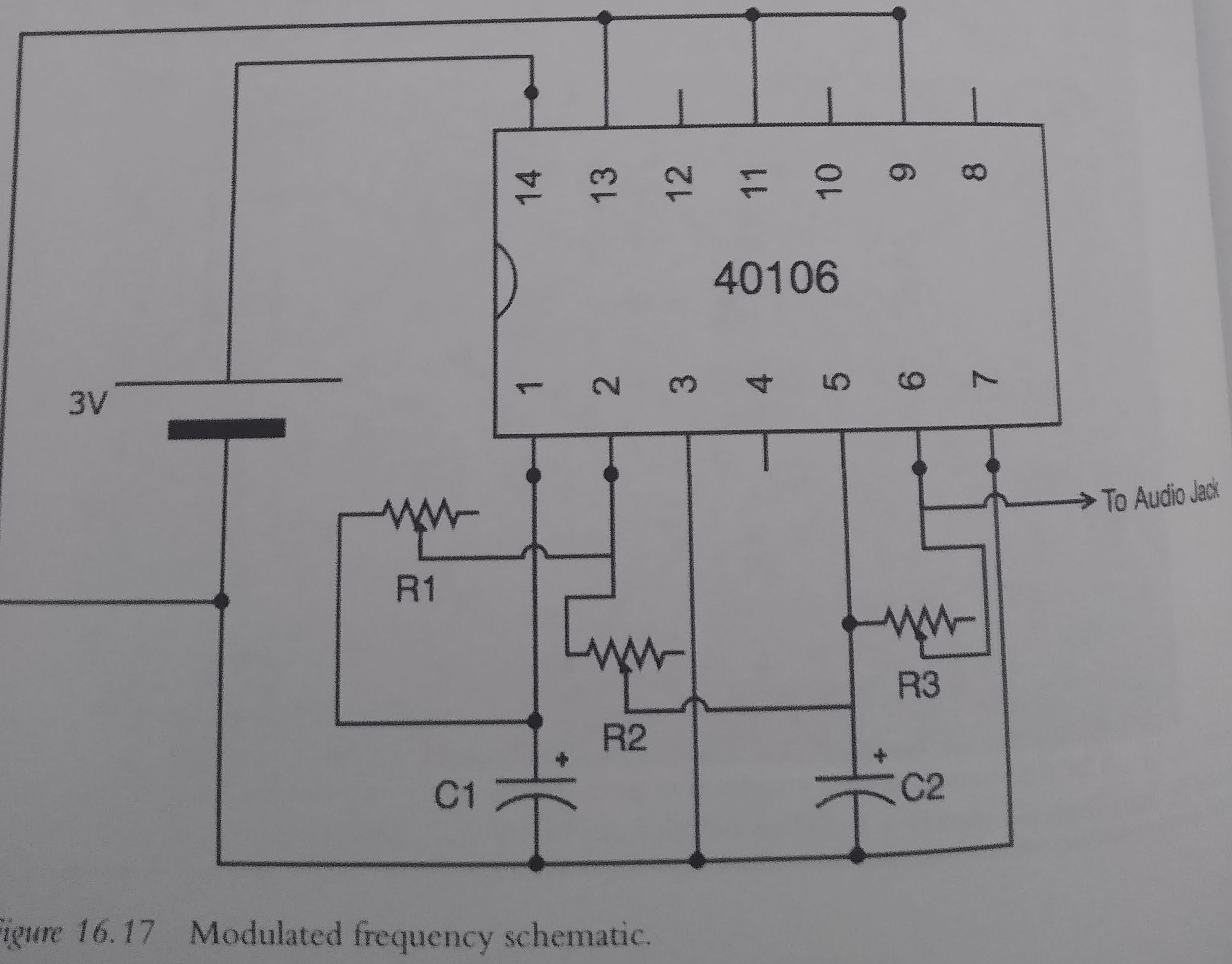 A schematic that shows a modulated frequency ciruit.